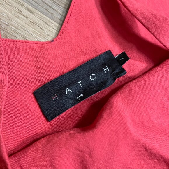 HATCH Paola Midi Dress brick red size 1 S small maternity Ruffled Burnout voile - Picture 4 of 10